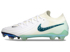 Phantom Luna Elite NU Low-top Super A Men's Full Knit Waterproof FG Soccer Shoes - White/Blue/Green