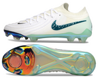 Phantom Luna Elite NU Low-top Super A Men's Full Knit Waterproof FG Soccer Shoes - White/Blue/Green