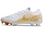 Phantom Luna Elite NU Low-top Super A Men's Full Knit Waterproof FG Soccer Shoes - White/Gold