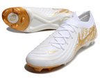 Phantom Luna Elite NU Low-top Super A Men's Full Knit Waterproof FG Soccer Shoes - White/Gold