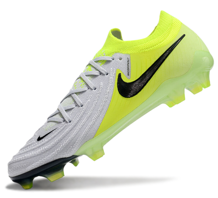 Phantom Luna Elite NU Low-top Super A Men's Full Knit Waterproof FG Soccer Shoes - White/Neon Yellow/Black