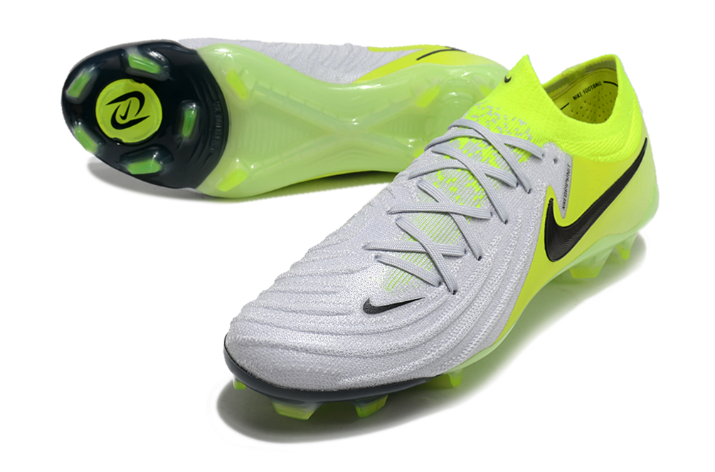 Phantom Luna Elite NU Low-top Super A Men's Full Knit Waterproof FG Soccer Shoes - White/Neon Yellow/Black