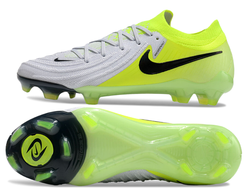 Phantom Luna Elite NU Low-top Super A Men's Full Knit Waterproof FG Soccer Shoes - White/Neon Yellow/Black