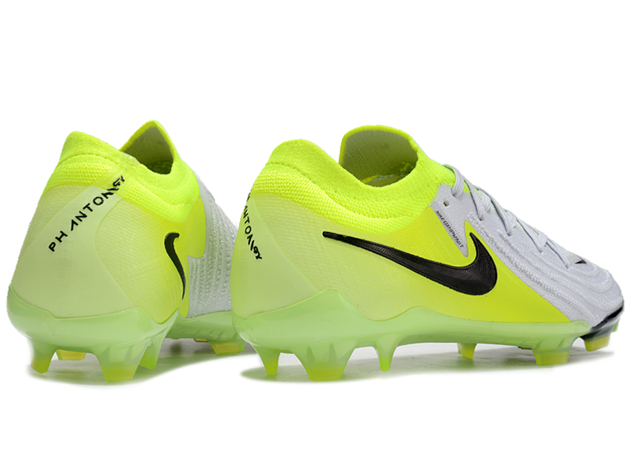 Phantom Luna Elite NU Low-top Super A Men's Full Knit Waterproof FG Soccer Shoes - White/Neon Yellow/Black