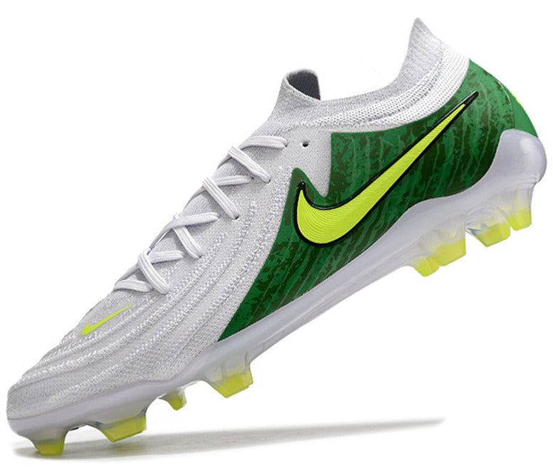 Phantom Luna Elite NU Low-top Super A Men's Full Knit Waterproof FG Soccer Shoes - White/Neon Yellow/Green