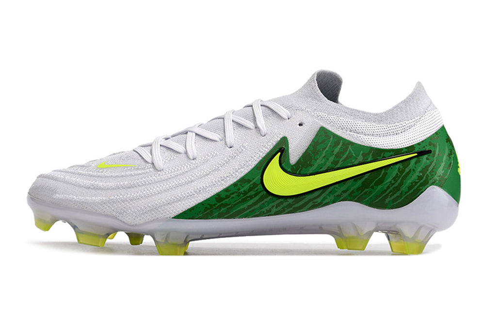 Phantom Luna Elite NU Low-top Super A Men's Full Knit Waterproof FG Soccer Shoes - White/Neon Yellow/Green