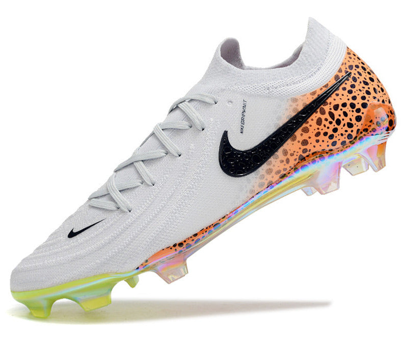 Phantom Luna Elite NU Low-top Super A Men's Full Knit Waterproof FG Soccer Shoes - White/Orange/Black/Green