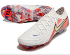 Phantom Luna Elite NU Low-top Super A Men's Full Knit Waterproof FG Soccer Shoes - White/Orange/Light Zitron
