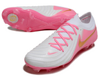 Phantom Luna Elite NU Low-top Super A Men's Full Knit Waterproof FG Soccer Shoes - White/Pink/Gold