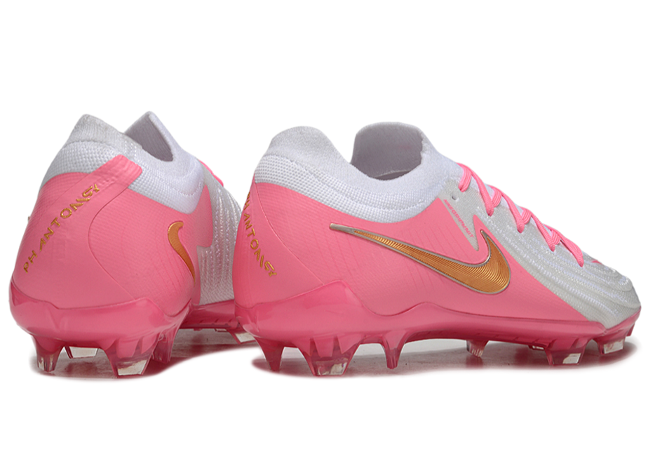 Phantom Luna Elite NU Low-top Super A Men's Full Knit Waterproof FG Soccer Shoes - White/Pink/Gold
