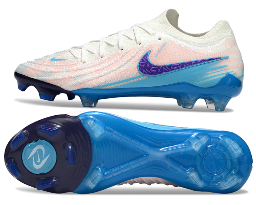 Phantom Luna Elite NU Low-top Super A Men's Full Knit Waterproof FG Soccer Shoes - White/Pink/Violet/Blue