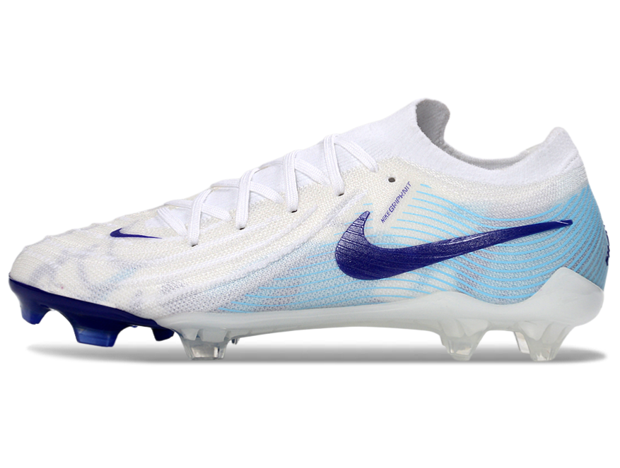Phantom Luna Elite NU Low-top Super A Men's Full Knit Waterproof FG Soccer Shoes - White/Purple/Jade