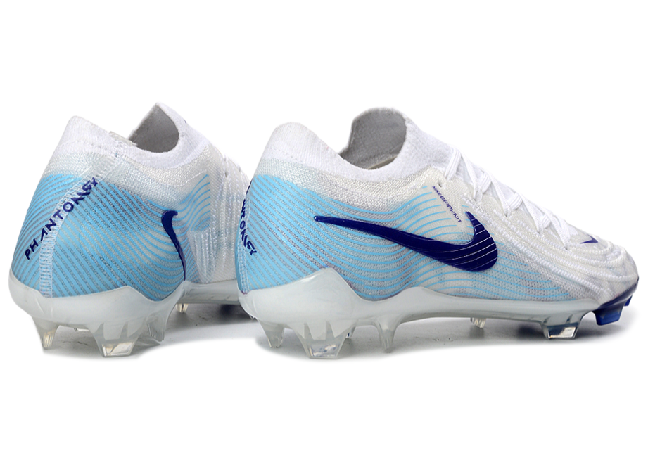 Phantom Luna Elite NU Low-top Super A Men's Full Knit Waterproof FG Soccer Shoes - White/Purple/Jade