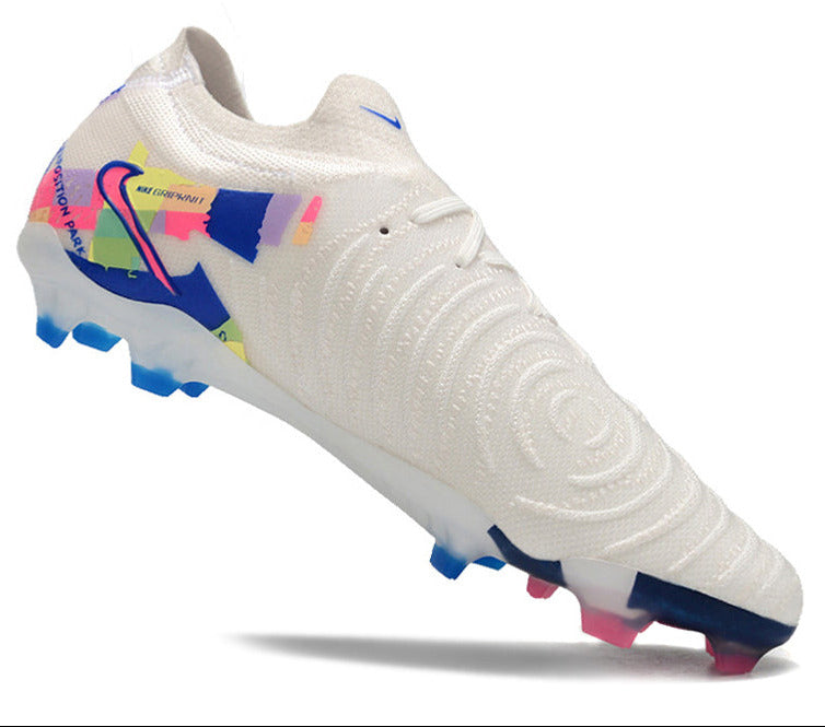 Phantom Luna Elite NU Low-top Super A Men's Full Knit Waterproof FG Soccer Shoes - White/Red/Yellow/Blue