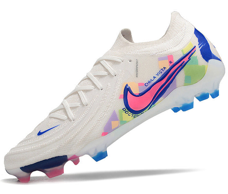 Phantom Luna Elite NU Low-top Super A Men's Full Knit Waterproof FG Soccer Shoes - White/Red/Yellow/Blue