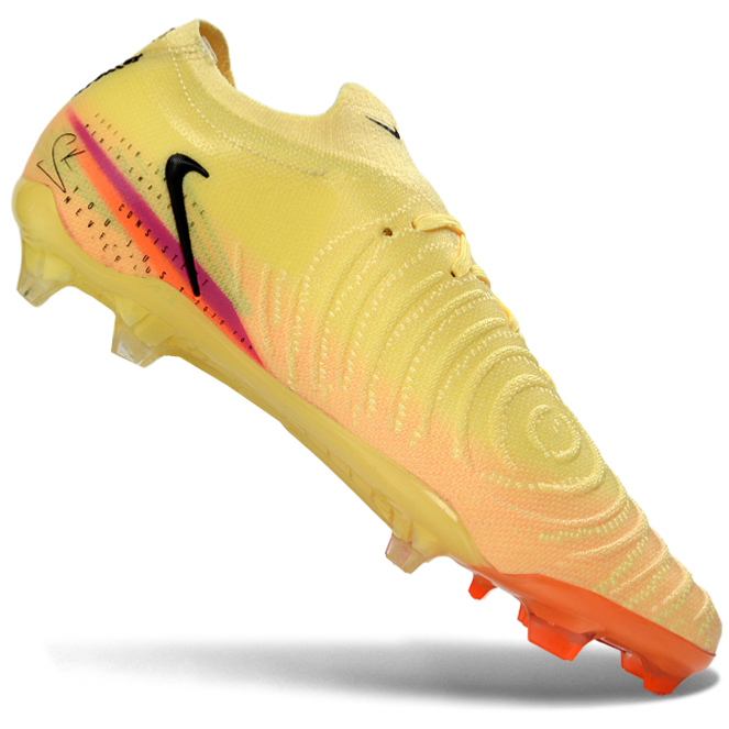 Phantom Luna Elite NU Low-top Super A Men's Full Knit Waterproof FG Soccer Shoes - Yellow/Peach Fusion/Sunrise Glow