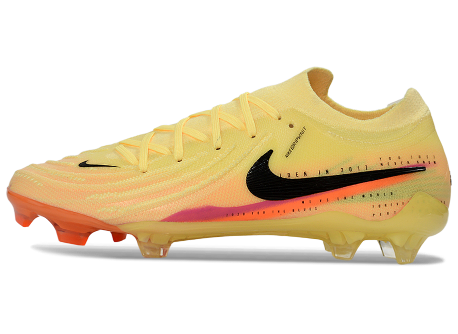 Phantom Luna Elite NU Low-top Super A Men's Full Knit Waterproof FG Soccer Shoes - Yellow/Peach Fusion/Sunrise Glow