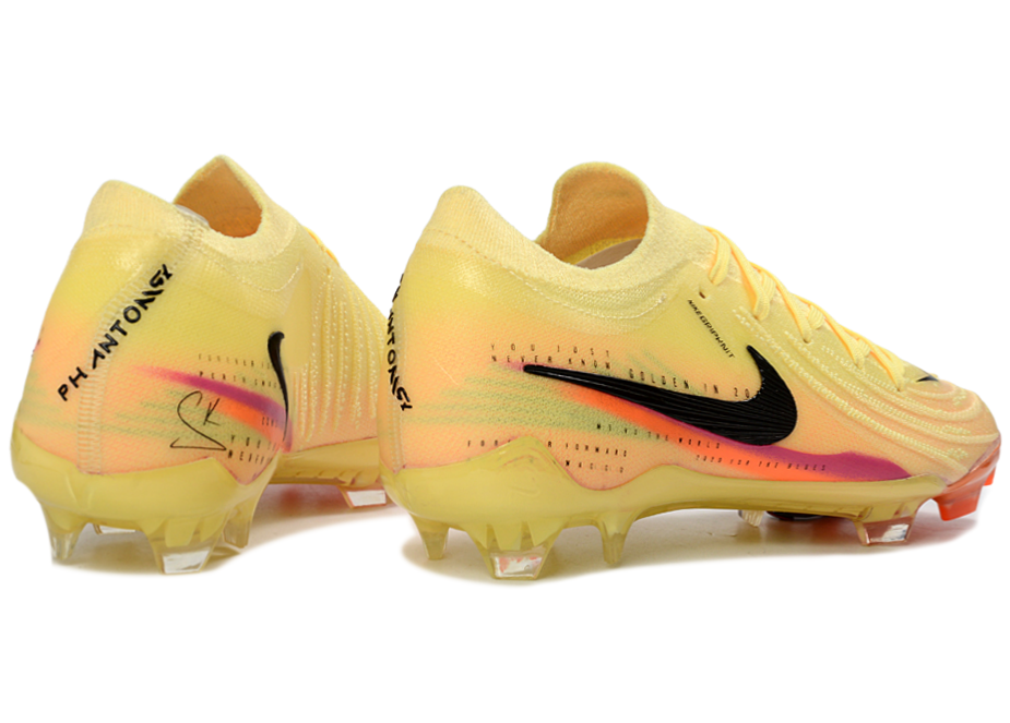Phantom Luna Elite NU Low-top Super A Men's Full Knit Waterproof FG Soccer Shoes - Yellow/Peach Fusion/Sunrise Glow