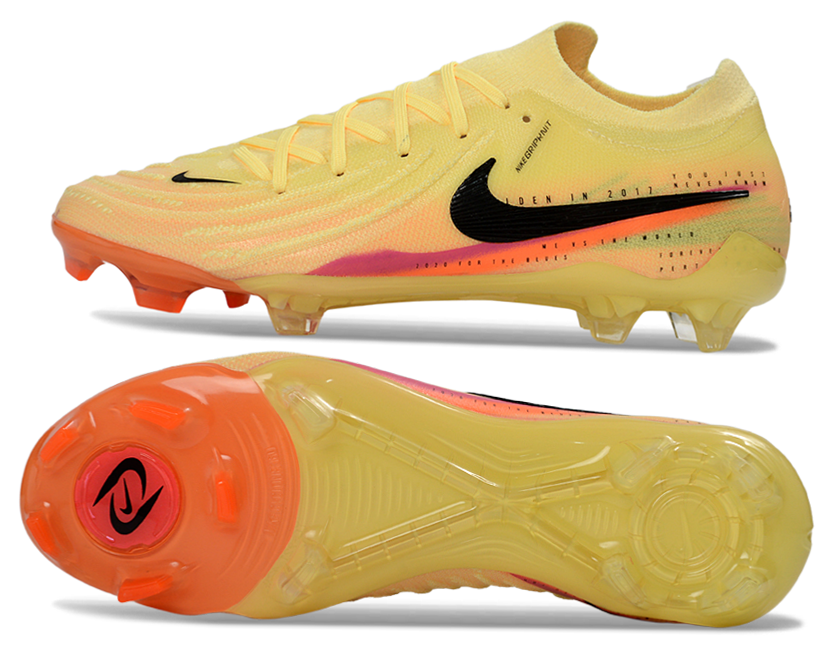 Phantom Luna Elite NU Low-top Super A Men's Full Knit Waterproof FG Soccer Shoes - Yellow/Peach Fusion/Sunrise Glow