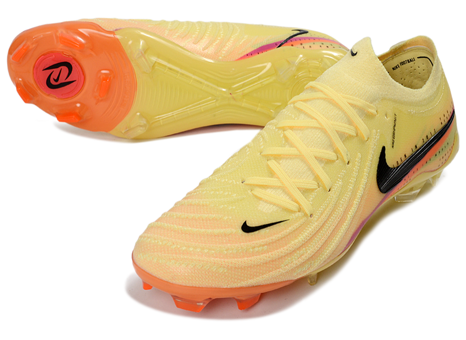 Phantom Luna Elite NU Low-top Super A Men's Full Knit Waterproof FG Soccer Shoes - Yellow/Peach Fusion/Sunrise Glow
