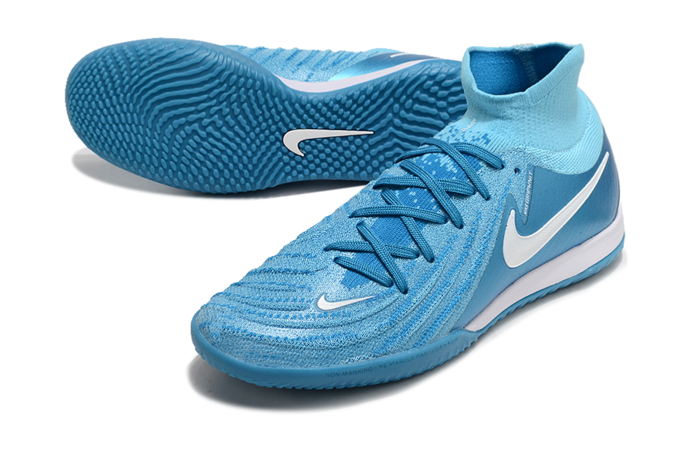 Phantom Luna Elite NU Men's Full Knit Anti-Level MD Soccer Shoes - Blue/White
