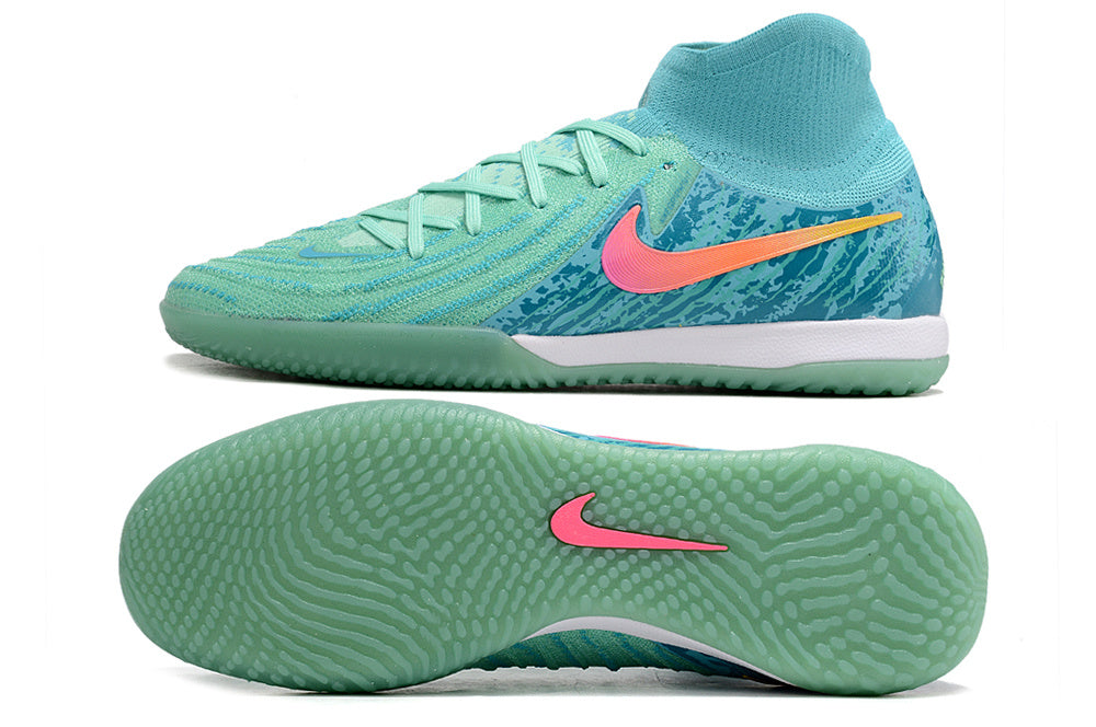 Phantom Luna Elite NU Men's Full Knit Anti-Level MD Soccer Shoes - Green/Blue/Pink