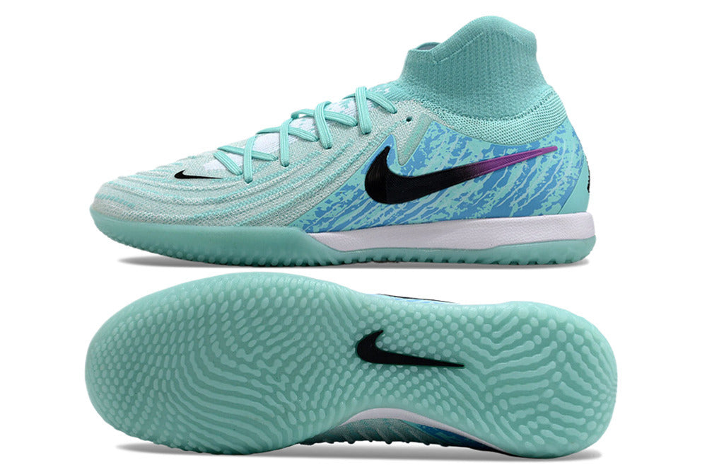 Phantom Luna Elite NU Men's Full Knit Anti-Level MD Soccer Shoes - Green/Blue/Silver/Black