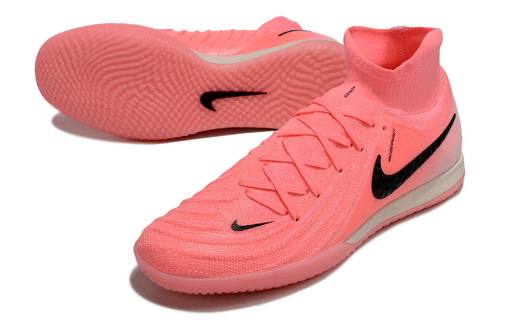 Phantom Luna Elite NU Men's Full Knit Anti-Level MD Soccer Shoes - Pink/Black/Gray