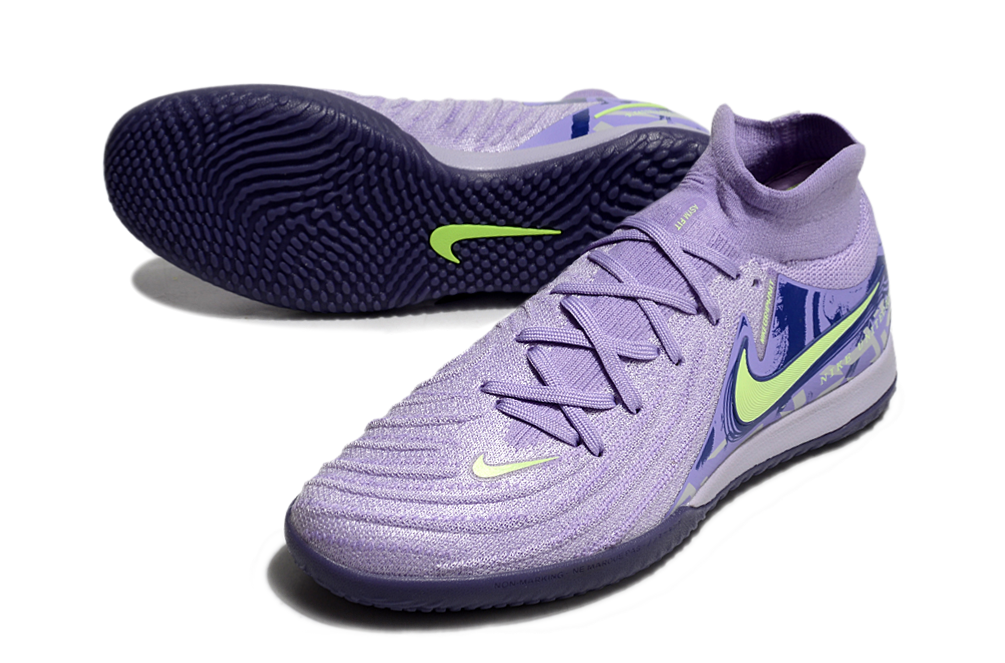Phantom Luna Elite NU Men's Full Knit Anti-Level MD Soccer Shoes - Purple Agate/Barely Volt