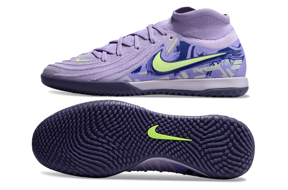 Phantom Luna Elite NU Men's Full Knit Anti-Level MD Soccer Shoes - Purple Agate/Barely Volt