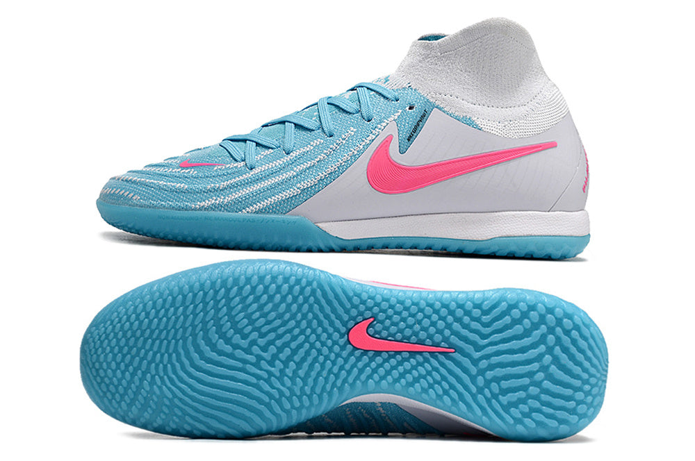 Phantom Luna Elite NU Men's Full Knit Anti-Level MD Soccer Shoes - Sky Blue/White/Red