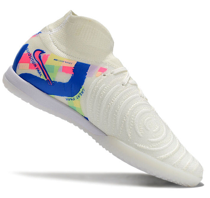 Phantom Luna Elite NU Men's Full Knit Anti-Level MD Soccer Shoes - White/Blue/Red/Yellow