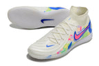 Phantom Luna Elite NU Men's Full Knit Anti-Level MD Soccer Shoes - White/Blue/Red/Yellow