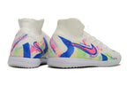 Phantom Luna Elite NU Men's Full Knit Anti-Level MD Soccer Shoes - White/Blue/Red/Yellow