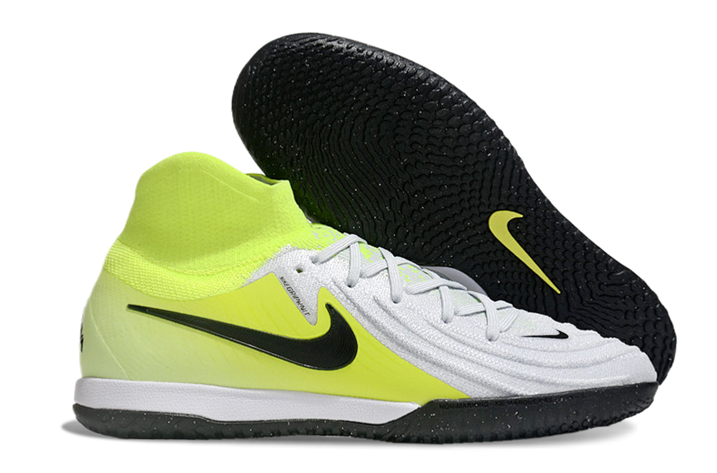 Phantom Luna Elite NU Men's Full Knit Anti-Level MD Soccer Shoes - White/Neon Yellow/Black