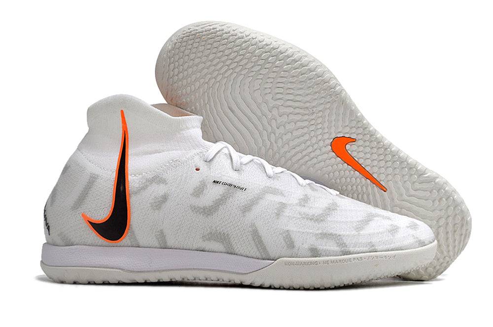 Phantom Luna Elite NU Men's Full Knit Anti-Level MD Soccer Shoes - White/Orange/Black