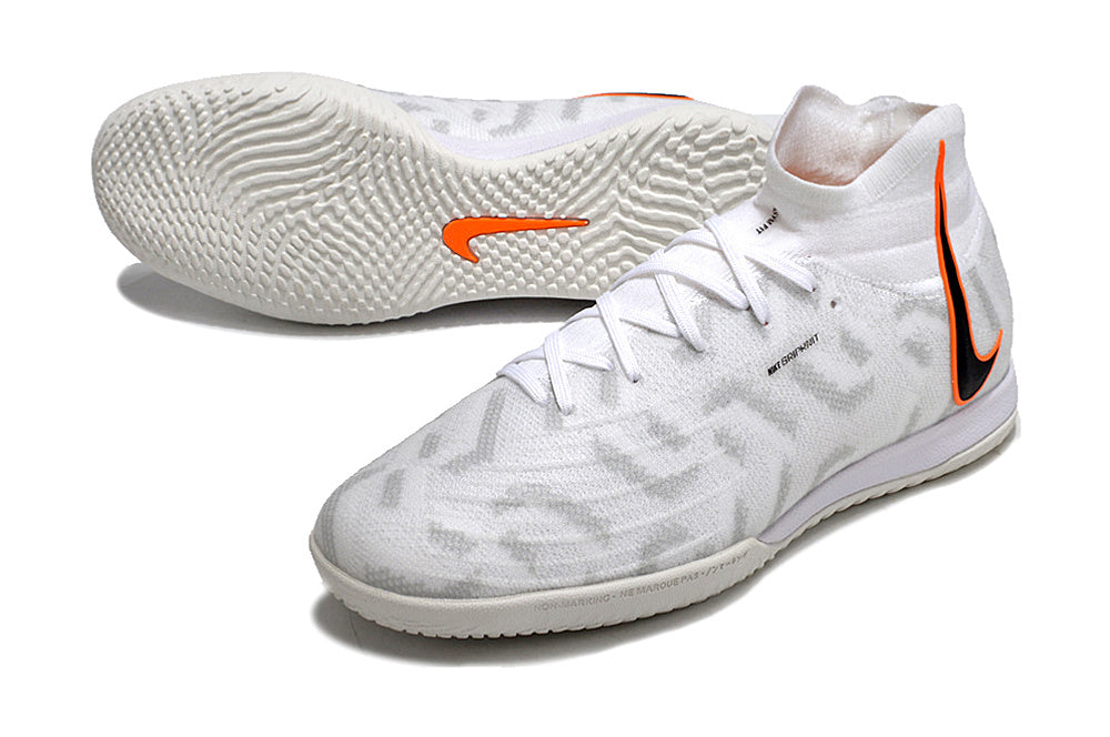 Phantom Luna Elite NU Men's Full Knit Anti-Level MD Soccer Shoes - White/Orange/Black