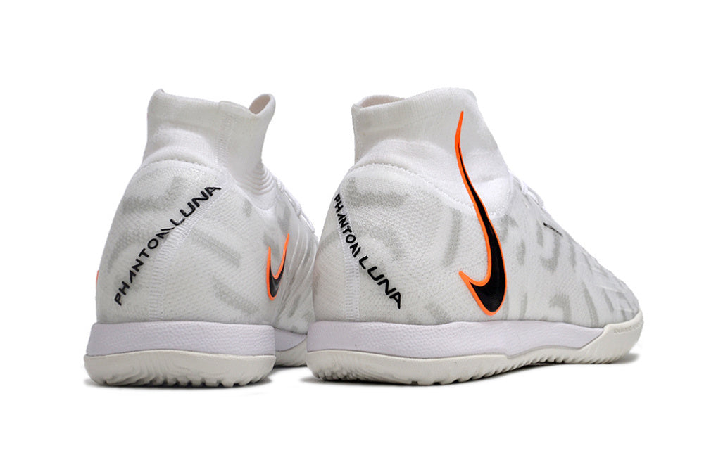 Phantom Luna Elite NU Men's Full Knit Anti-Level MD Soccer Shoes - White/Orange/Black