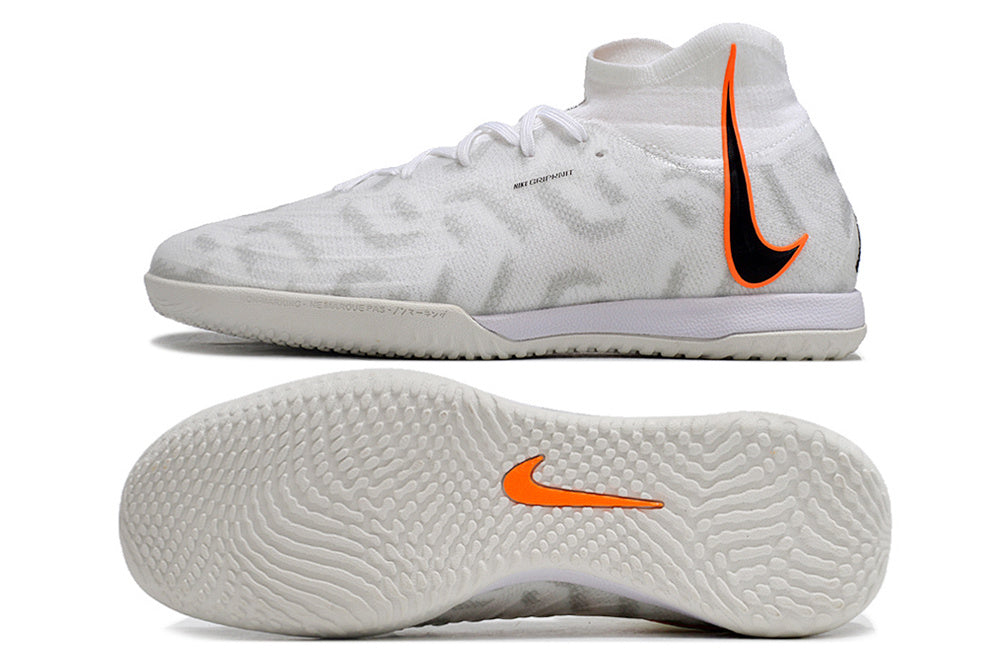 Phantom Luna Elite NU Men's Full Knit Anti-Level MD Soccer Shoes - White/Orange/Black