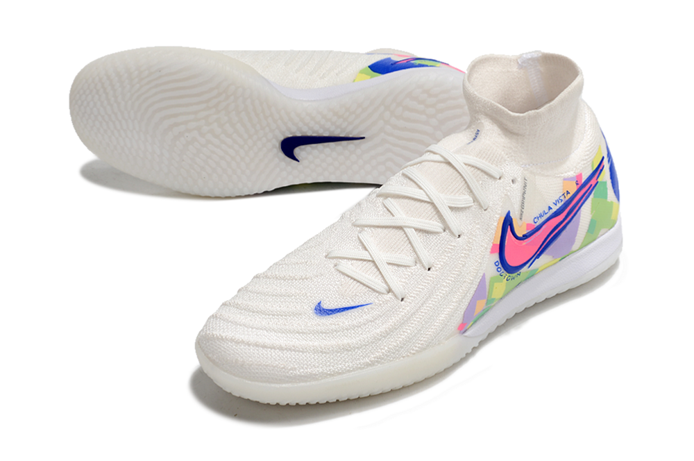 Phantom Luna Elite NU Men's Full Knit Anti-Level MD Soccer Shoes - White/Red/Yellow/Blue