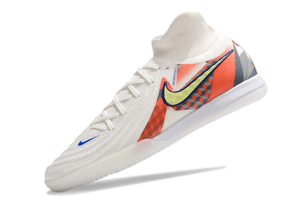 Phantom Luna Elite NU Men's Full Knit Anti-Level MD Soccer Shoes - White/Yellow/Orange/Blue