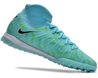 Phantom Luna Elite NU Men's Full Knit Waterproof TF Grass Stud Soccer Shoes with MD Sole - Blue/Green/White/Black