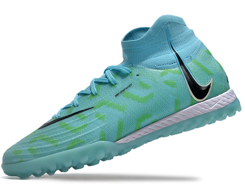 Phantom Luna Elite NU Men's Full Knit Waterproof TF Grass Stud Soccer Shoes with MD Sole - Blue/Green/White/Black