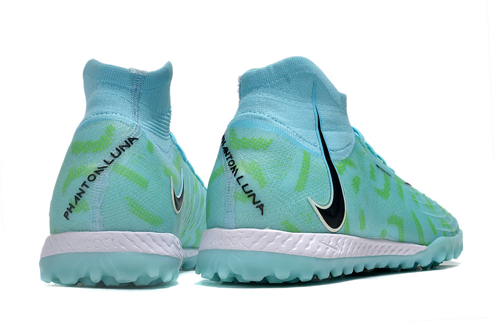 Phantom Luna Elite NU Men's Full Knit Waterproof TF Grass Stud Soccer Shoes with MD Sole - Blue/Green/White/Black