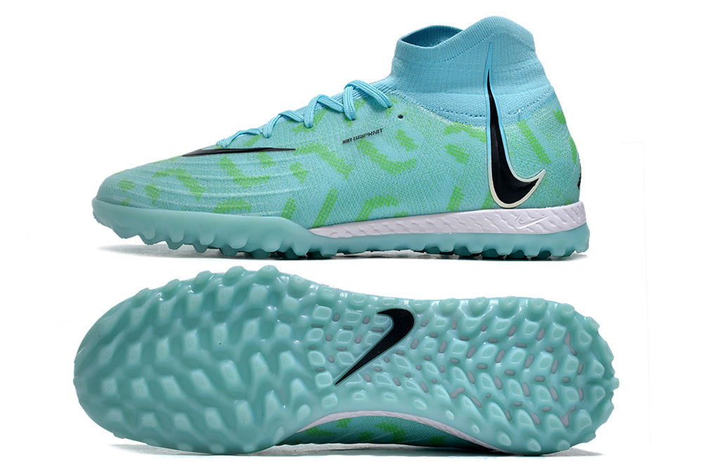 Phantom Luna Elite NU Men's Full Knit Waterproof TF Grass Stud Soccer Shoes with MD Sole - Blue/Green/White/Black