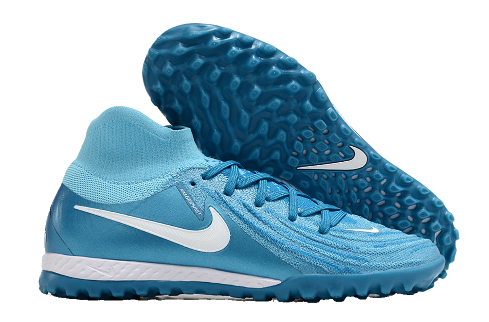 Phantom Luna Elite NU Men's Full Knit Waterproof TF Grass Stud Soccer Shoes with MD Sole - Blue/White