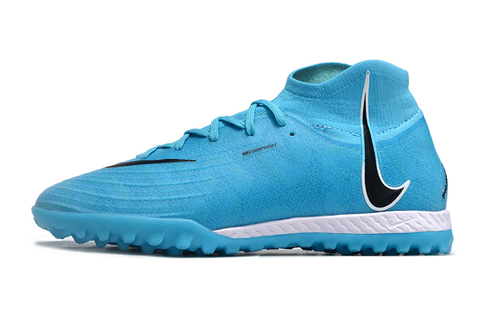 Phantom Luna Elite NU Men's Full Knit Waterproof TF Grass Stud Soccer Shoes with MD Sole - Blue/White/Black