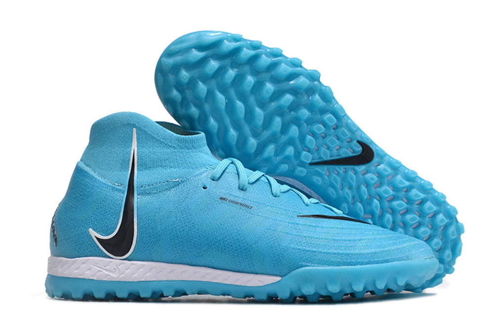 Phantom Luna Elite NU Men's Full Knit Waterproof TF Grass Stud Soccer Shoes with MD Sole - Blue/White/Black