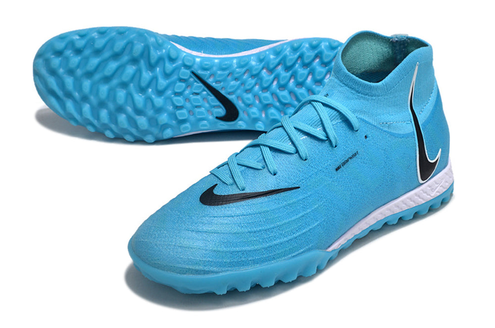 Phantom Luna Elite NU Men's Full Knit Waterproof TF Grass Stud Soccer Shoes with MD Sole - Blue/White/Black