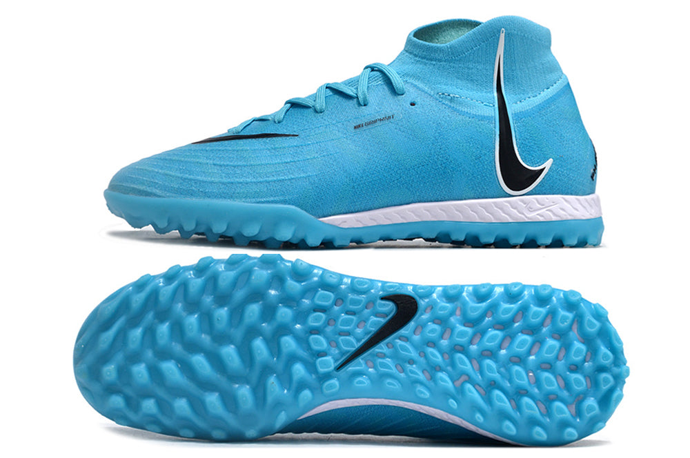 Phantom Luna Elite NU Men's Full Knit Waterproof TF Grass Stud Soccer Shoes with MD Sole - Blue/White/Black